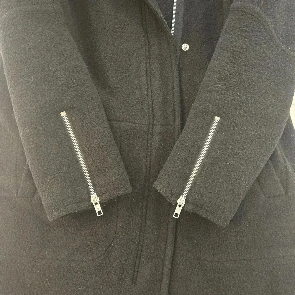 Theory Datyah Wool Shearling Lamb Coat Black Size Medium
